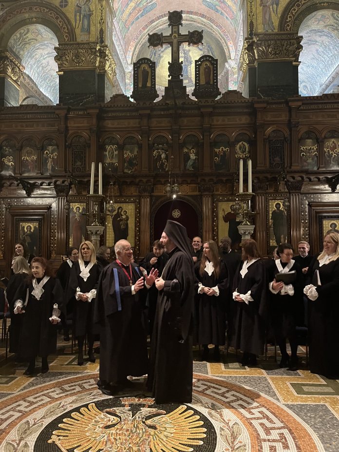 Hagia Sophia’s Choir Director Costas Manoras Honored by Archbishop Nikitas